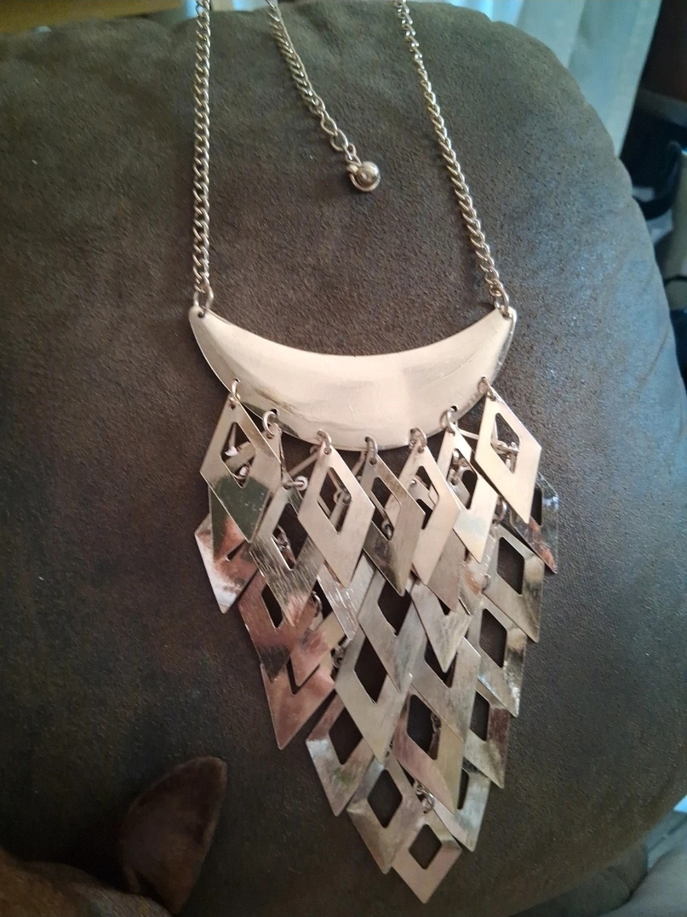 Gold Tone Geometric Cascade Statement Necklace - Women Jewelry